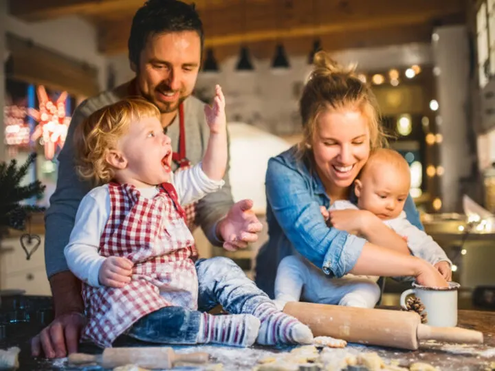 family baking holiday cookies together is an example of family holiday traditions