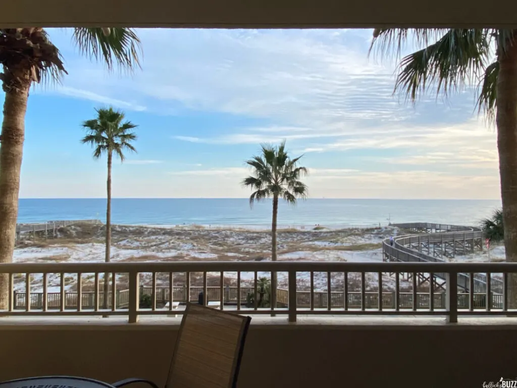 balcony view of Gulf of Mexico and beach