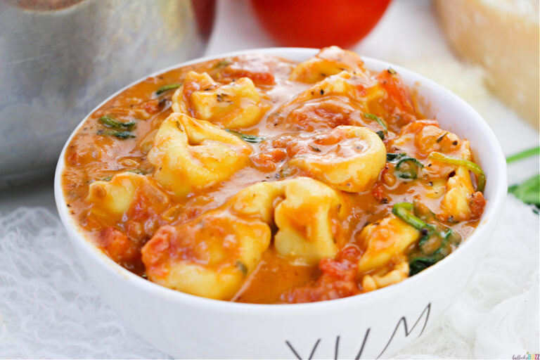 bowl full tomato tortellini soup