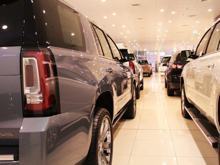 cars on showroom floor