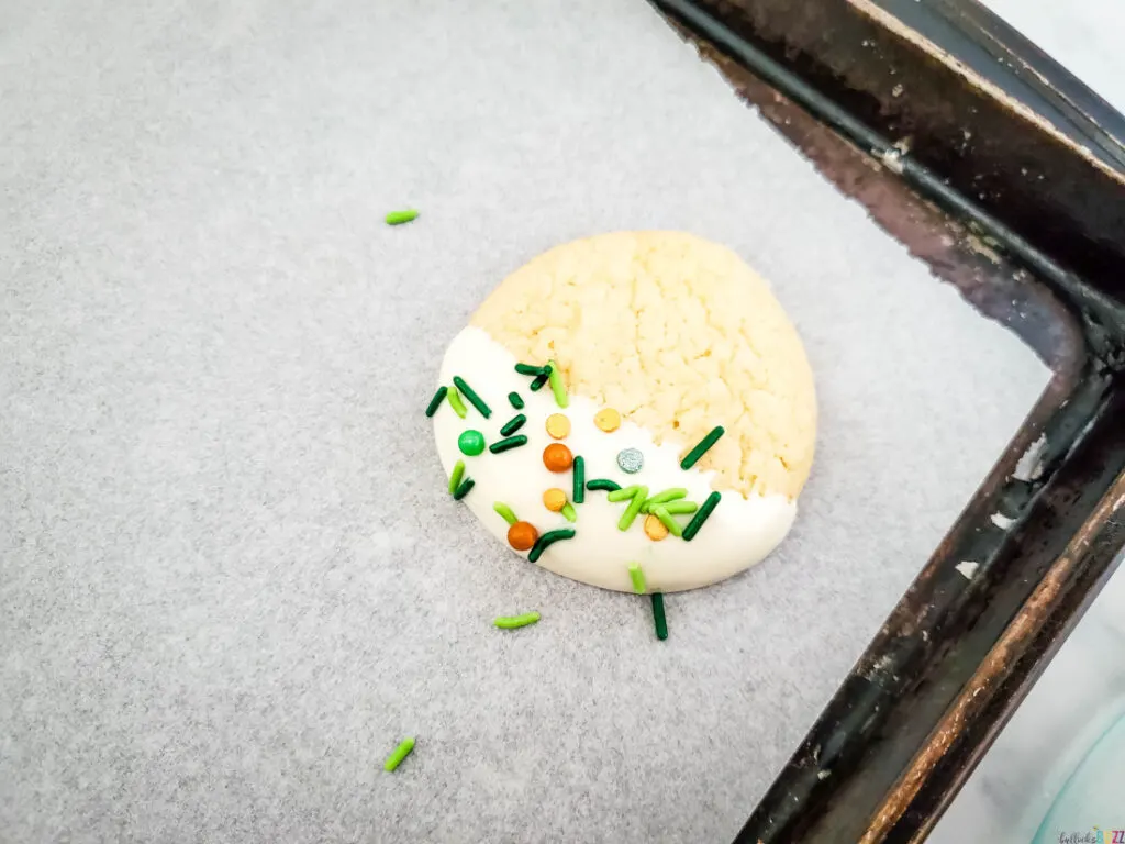 add sprinkles to St Patrick's Day Cookies from cake mix