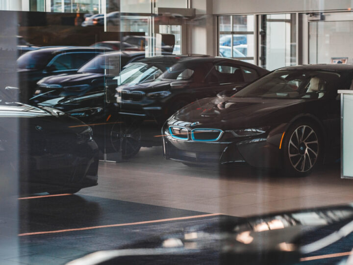 cars on showroom floor