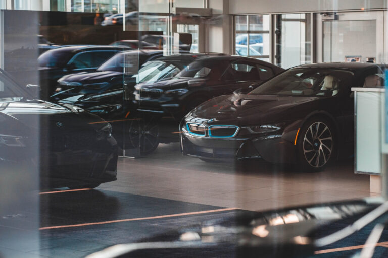 cars on showroom floor