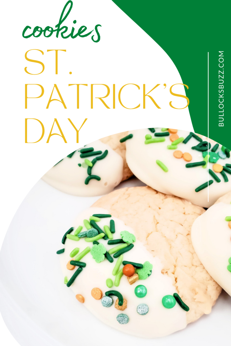 close up of easy St Patrick's Day cake mix cookies