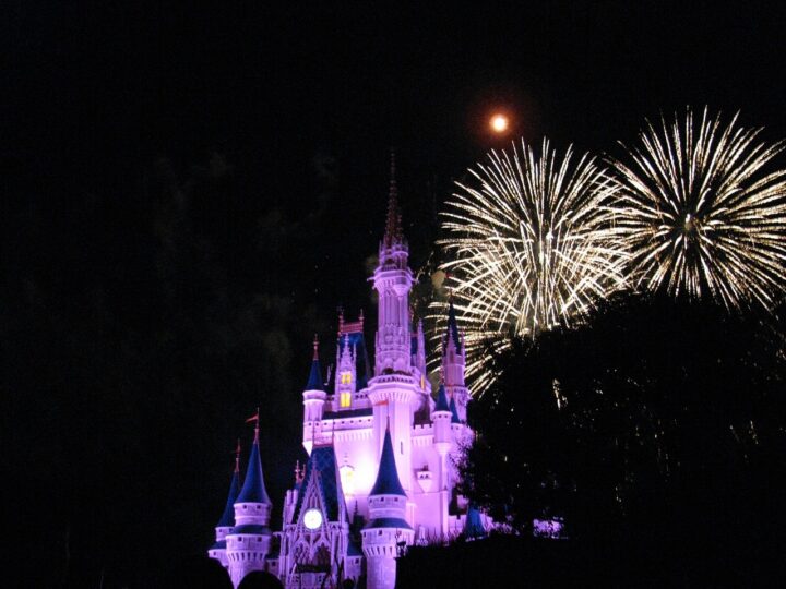 from some cheap Disney area hotels you can see these Disney world fireworks at night