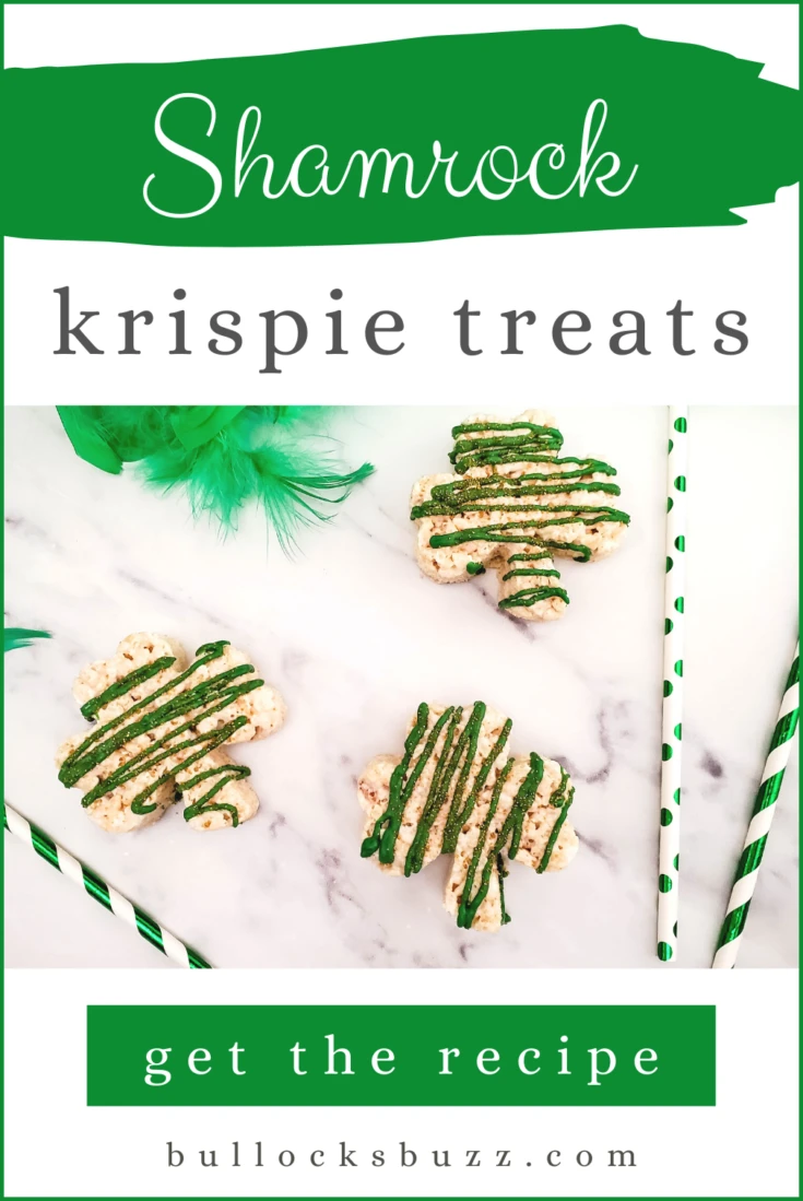 finished Shamrock Rice Krispies Treats sitting on countertop