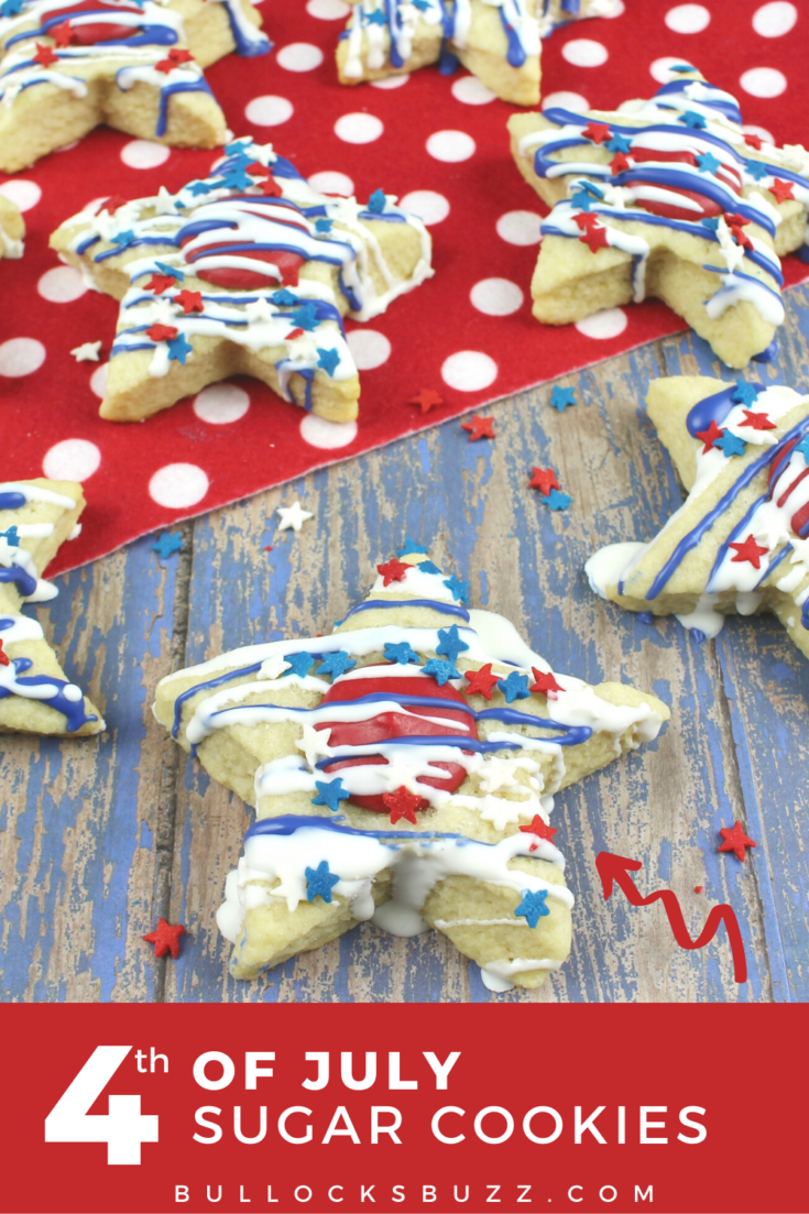 4th of July sugar cookies on red background