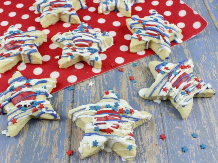 Patriotic Star Sugar Cookies on blue background