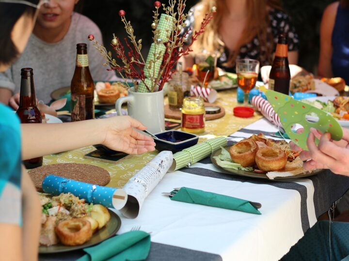 dinner party foods on table