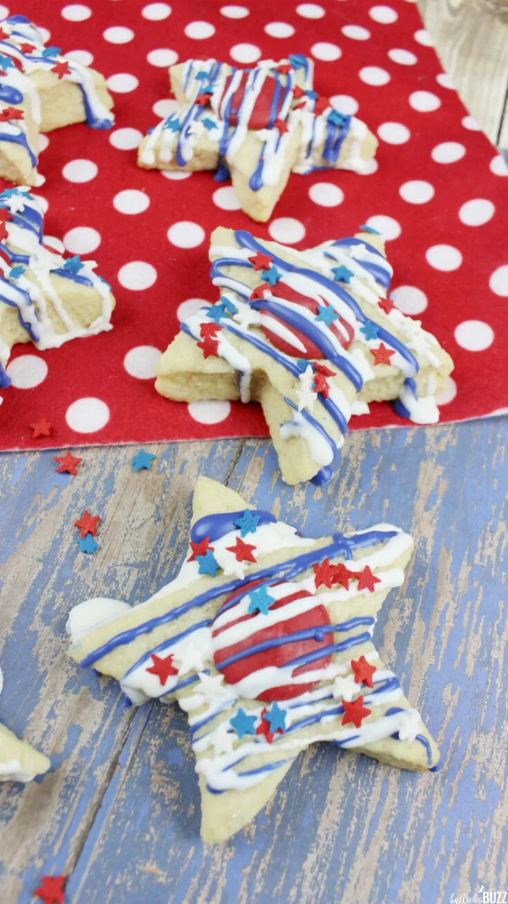 close up of patriotic star sugar cookies