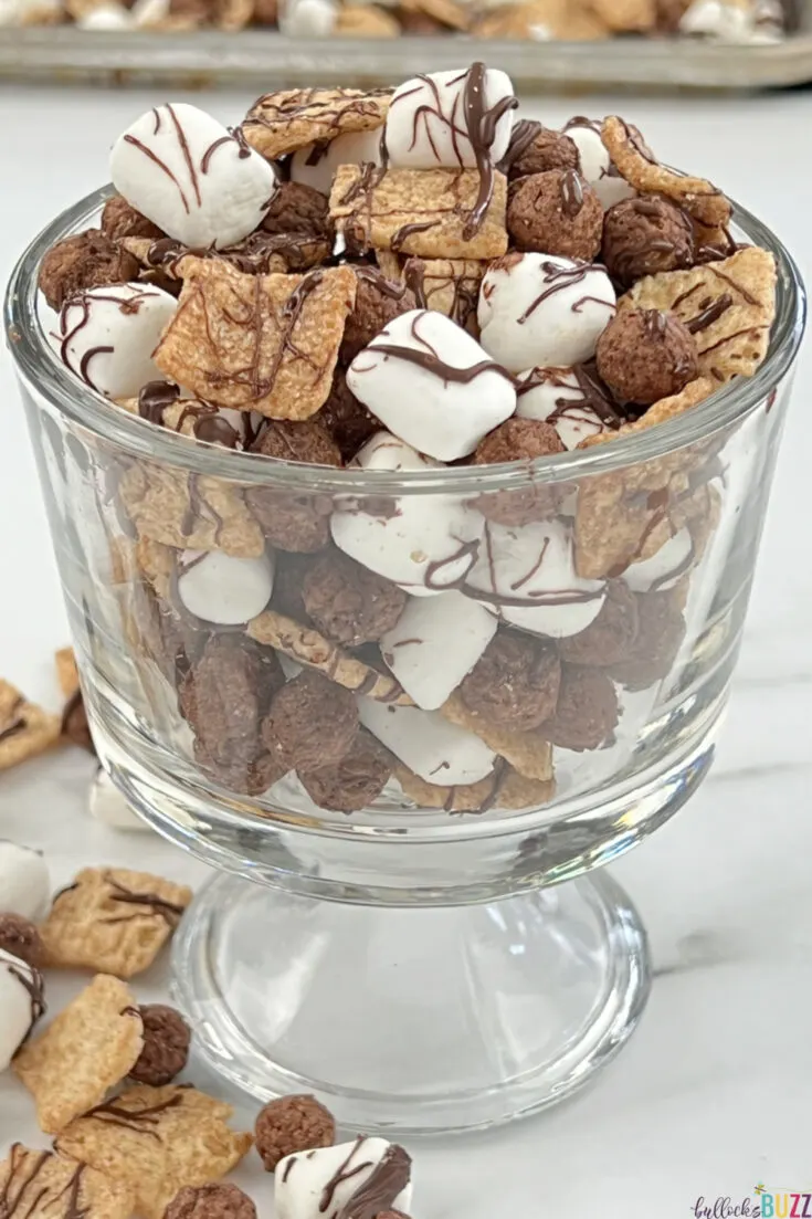 snack mix in glass cup