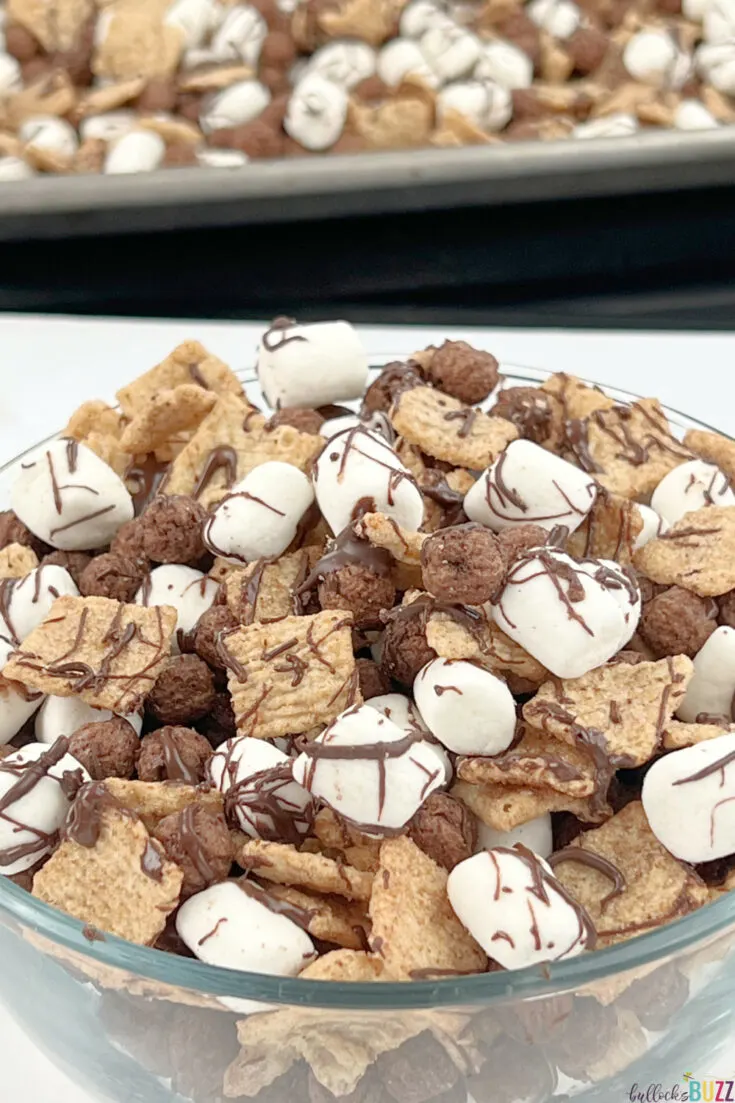 close up of s'mores snack mix
