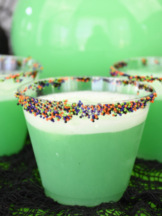 cups filled with Halloween punch for kids