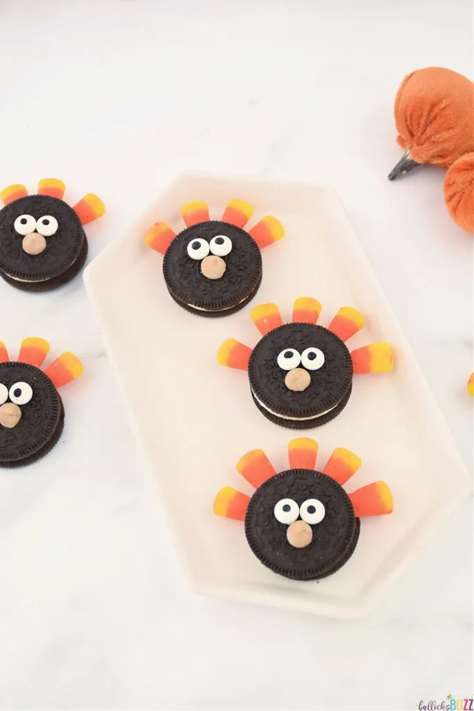 Oreo Turkeys laid out on a tray