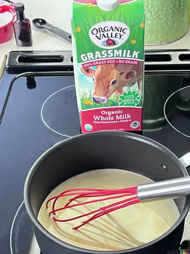 white hot chocolate recipe being made on stove