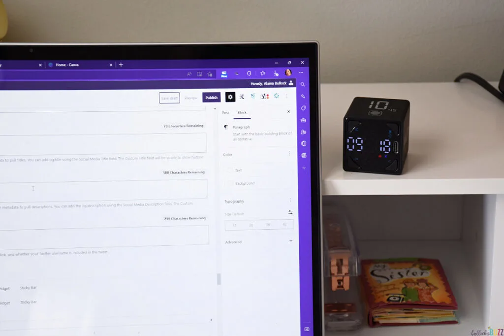 ticktime cube in use on desk with laptop