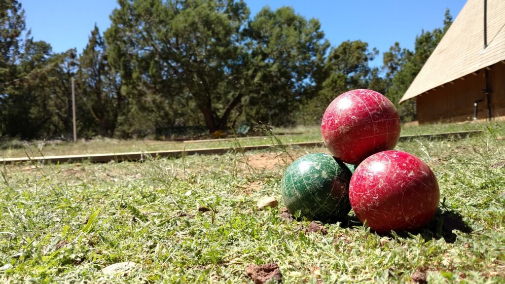 bocce ball court in a backyard