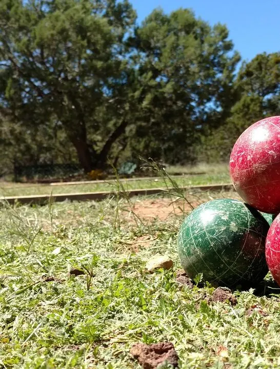 bocce ball court in a backyard