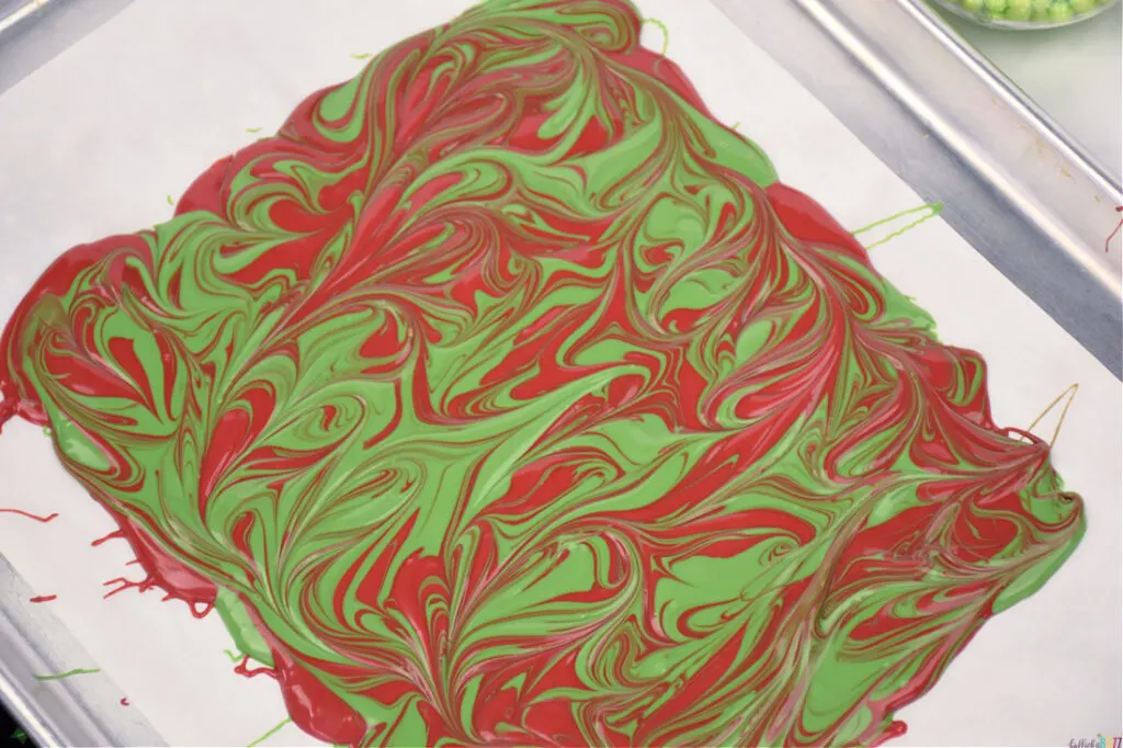 Grinch Bark candy swirled