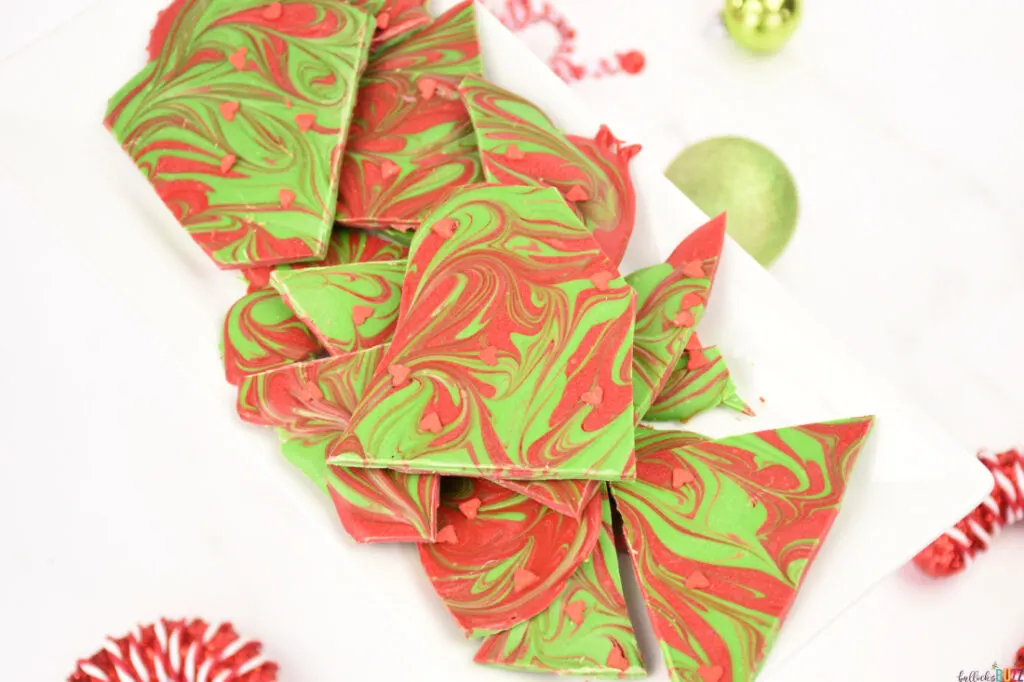 overhead shot of finished Grinch Bark candy
