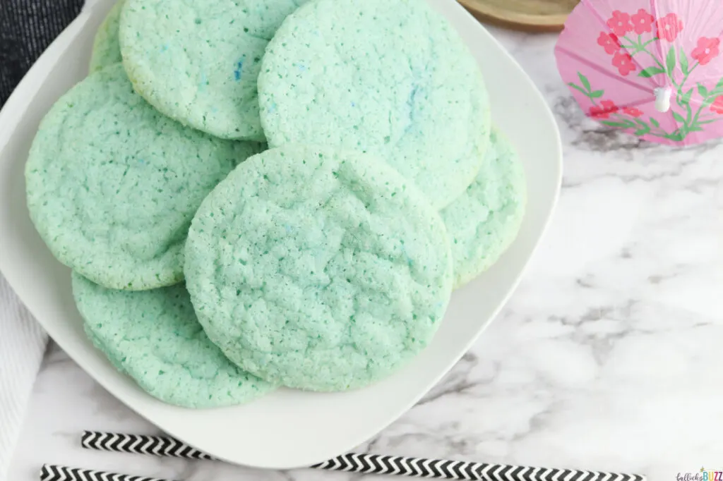 overhead picture of Ocean Water Cookies on a plate