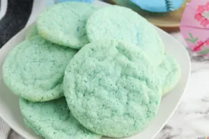 turquoise blue Ocean Water Cookies on a white plate