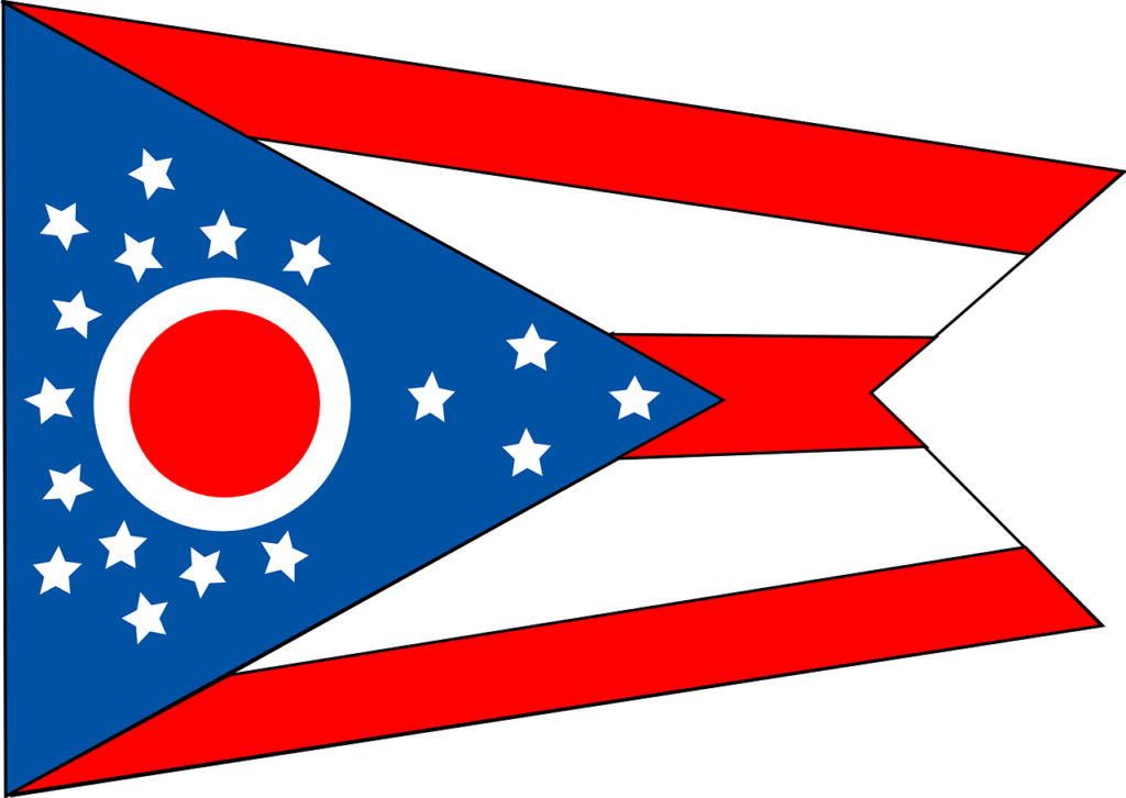 the Ohio state flag seen on several building in Middleton Ohio