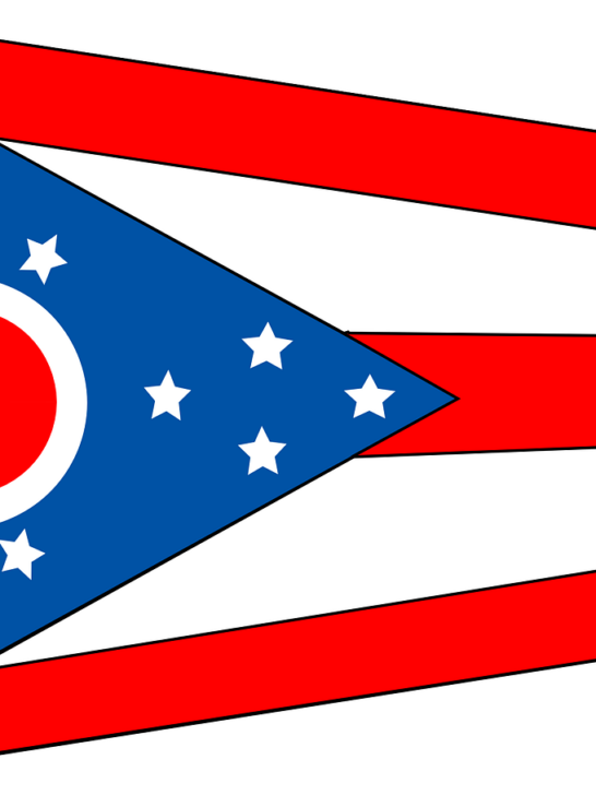 the Ohio state flag seen on several building in Middleton Ohio