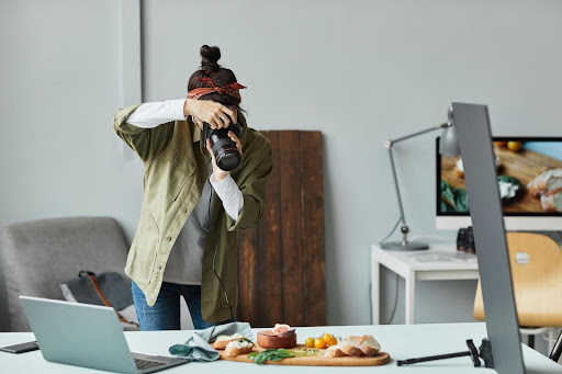 woman photographing food