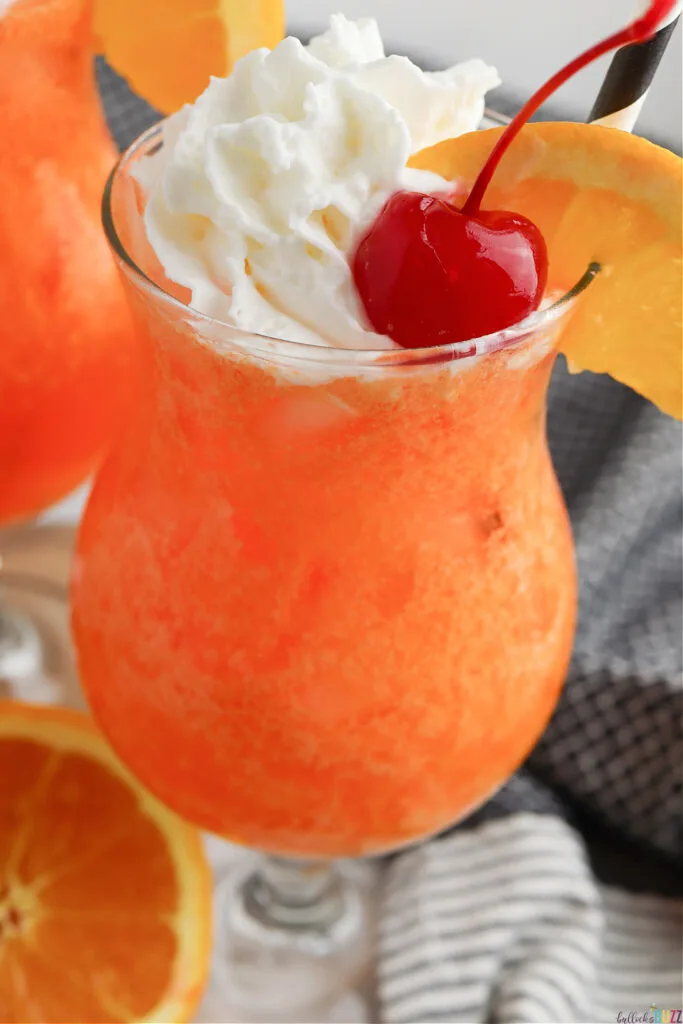 close up of a finished Orange Creamsicle Mocktail in a glass