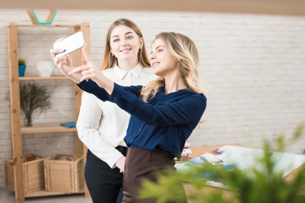 two friends taking a selfie