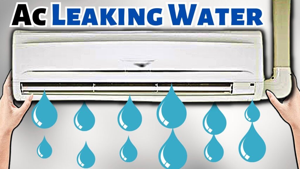 graphic of ac water leak titled ac leaking water