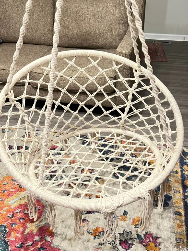 Songmics Home Hanging Chair without the cushion in it showing the rope detailing