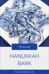 Close up of finished Hanukkah Bark Candy on a white plate