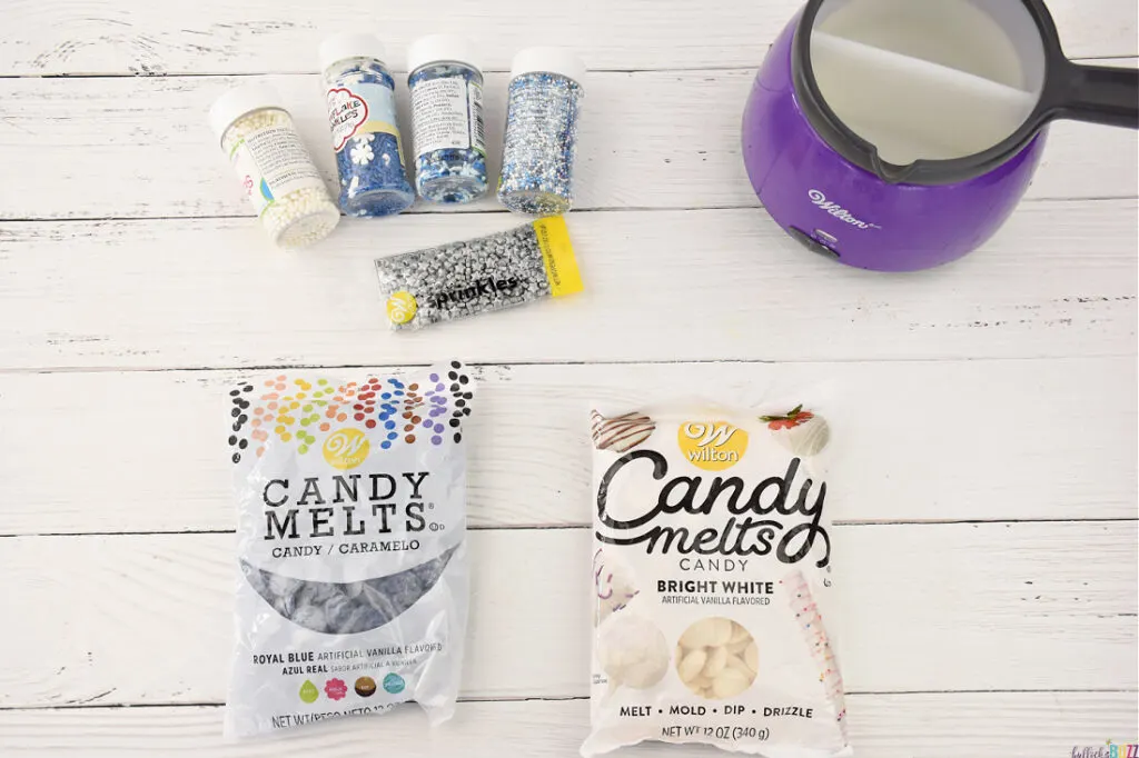 ingredients to make homemade Hanukkah candy recipe laid out on a white backdrop