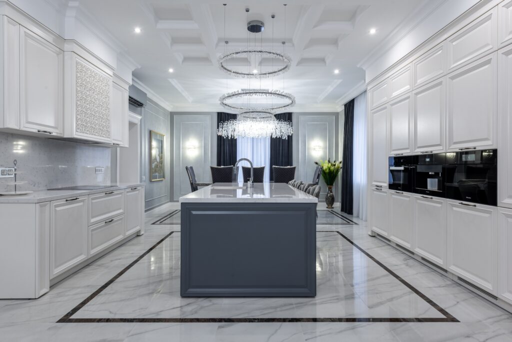 Italian marble and granite in modern day luxurious kitchen