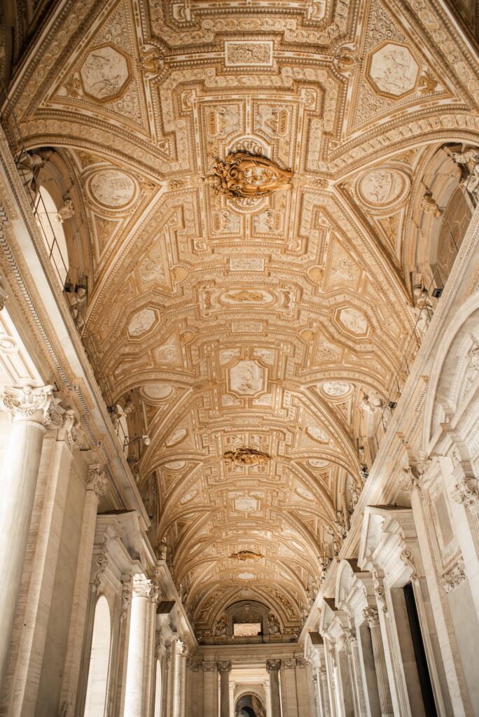 St. Peter’s Basilica ceiling with Italian marble and granite