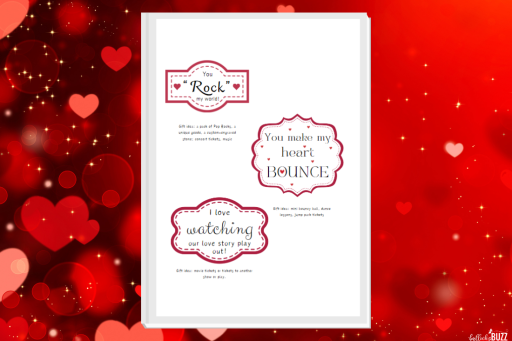 14 days of valentines mockup of printable pages of the extra tags for gifts on red background