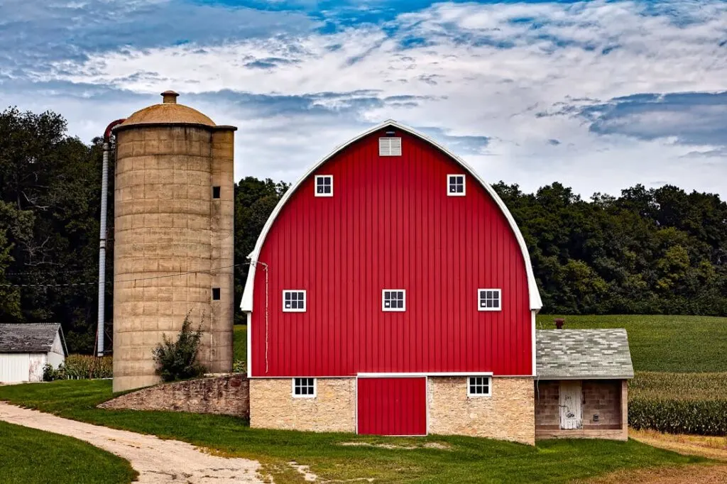 A red barn that has been turned into a Barndominium