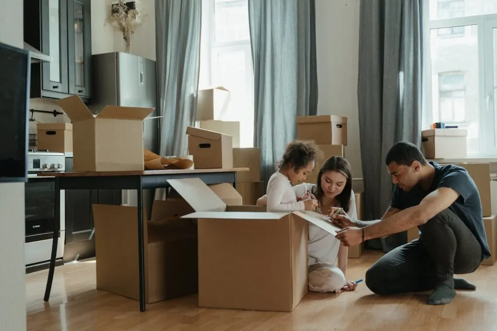 A family packing themselves as a way to save while moving on a budget.