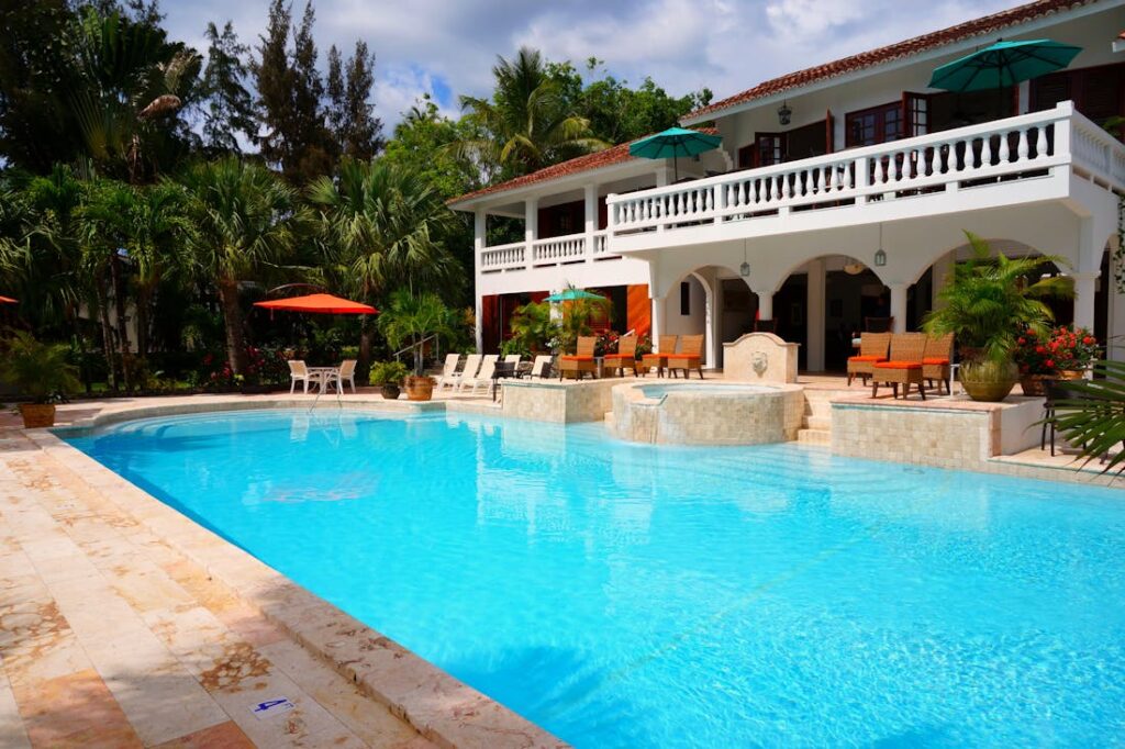 A personal backyard swimming pool. Always use a pool cover for safety.