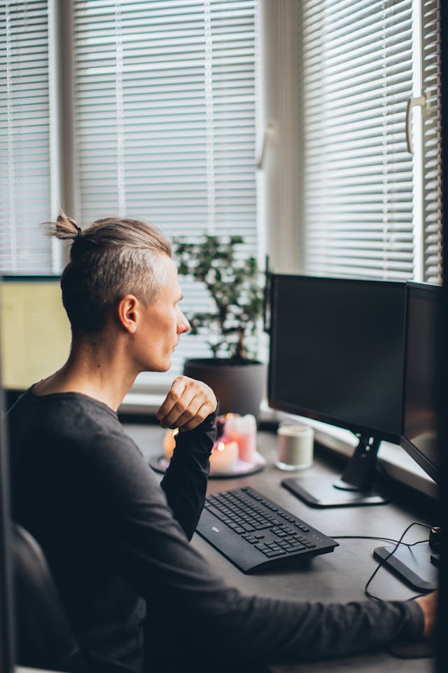 Man working at his home office