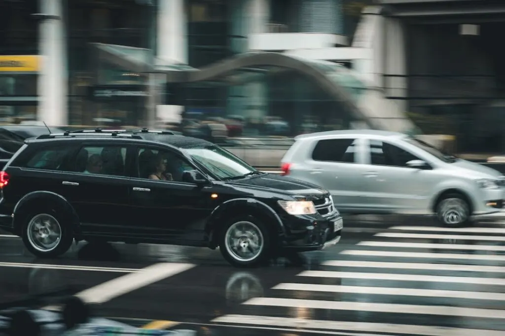 Car driving down the road