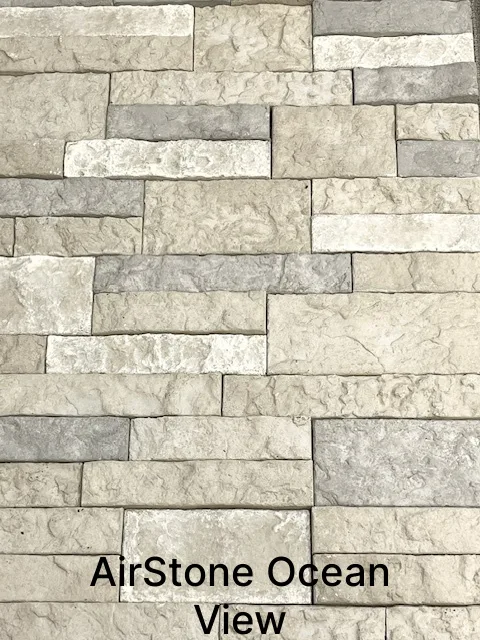 Close up image of AirStone new palette Ocean View with white, tan and grey shades