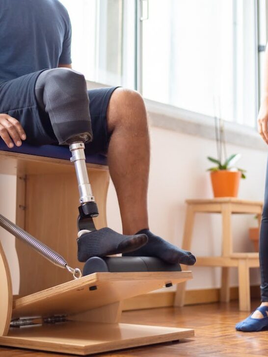Man undergoing physical therapy as part of his post-injury health improvement plan