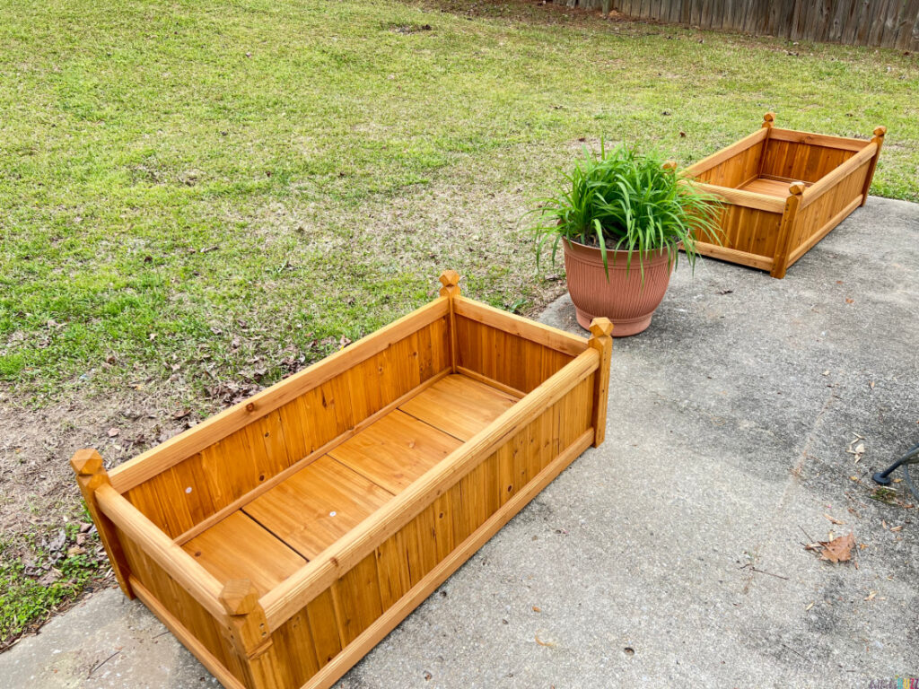 Fully assembled planter beds ready for soil and plants