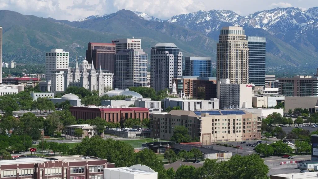 View of Salt Lake City with the mountains in the background