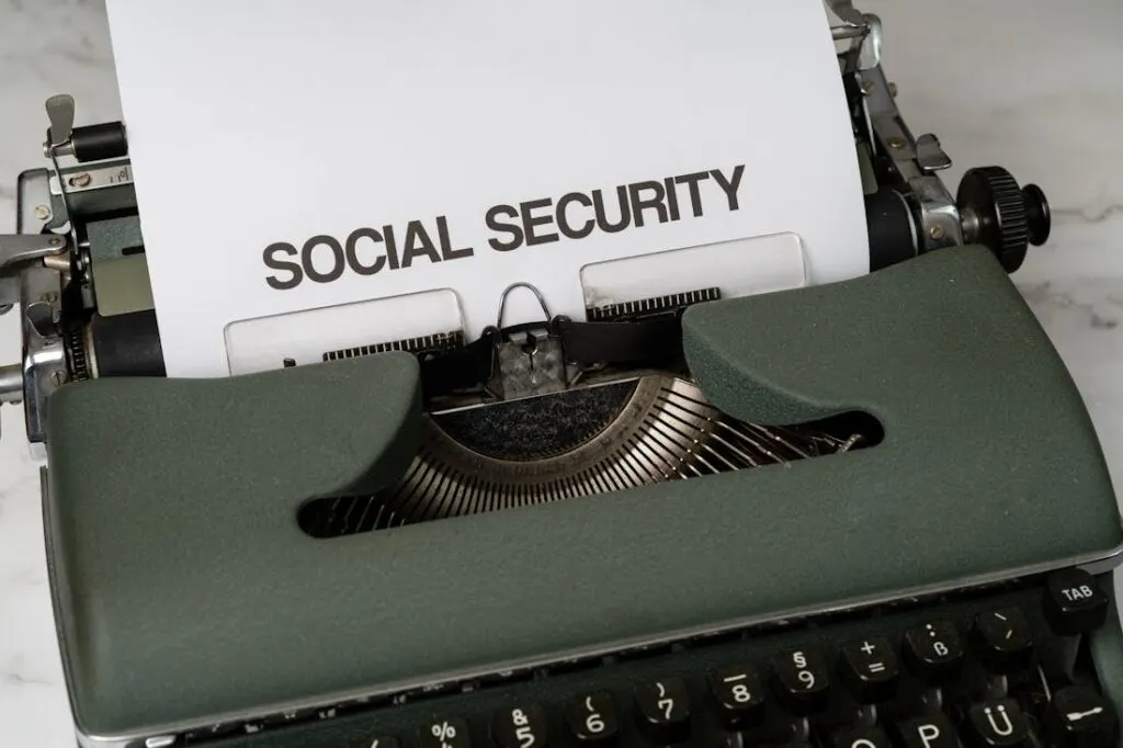 a piece of paper with the word social security typed on it to be used as the cover to a guide on navigating social security benefits.