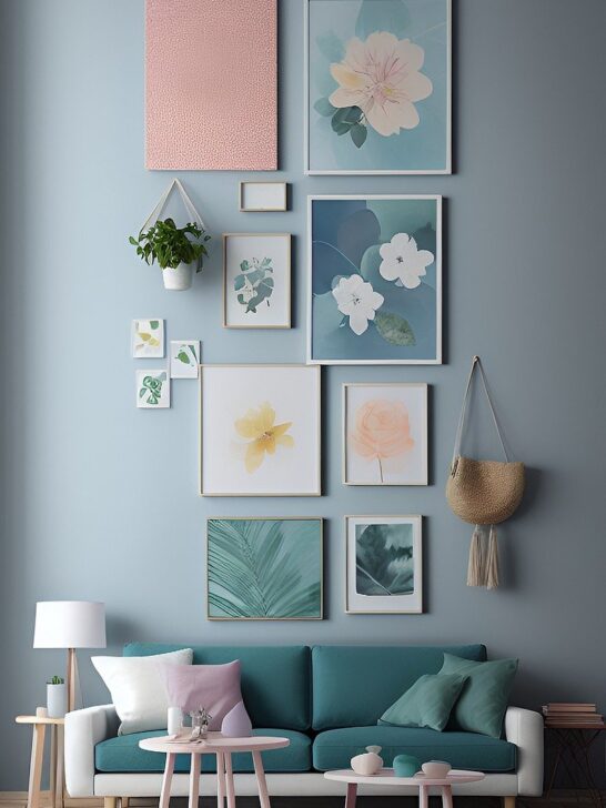 Adding personalized decor like these paintings of pastel colored flowers helps make your place a home