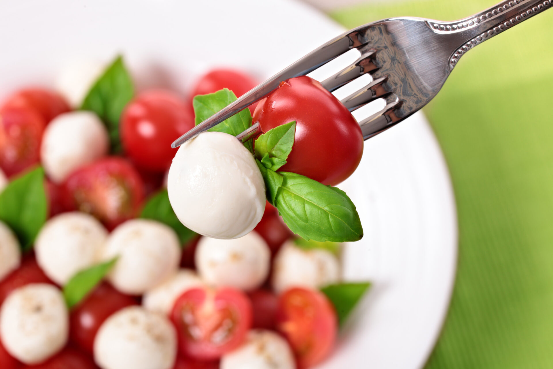 Caprese salad with mozzarella, tomato and basil